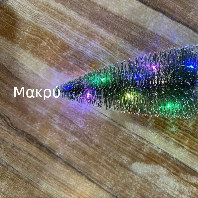 Μίνι χριστουγεννιάτικο δέντρο διακόσμησης για επιφάνεια γραφείου ή βιτρίνας, με LED αστέρι στην κορυφή και φωτιζόμενες χιονισμένες βελόνες πεύκου