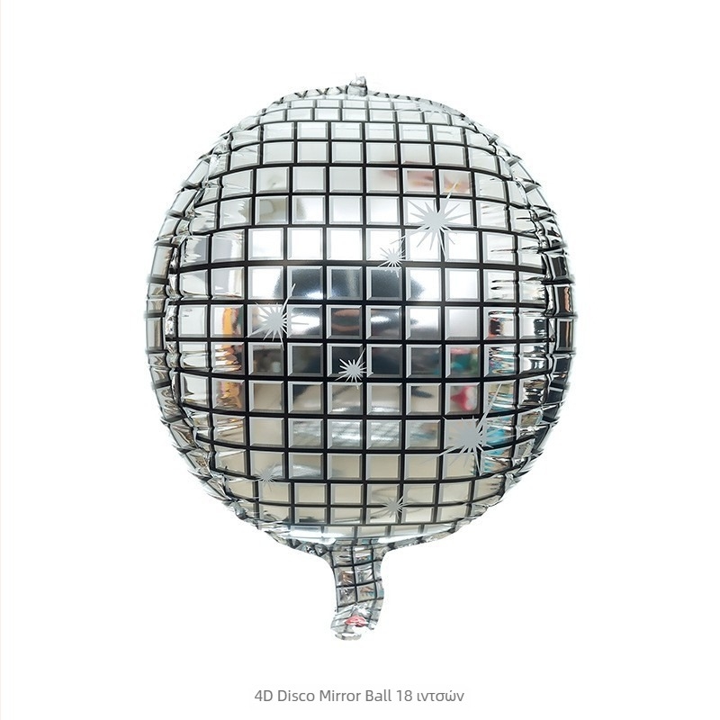4D disco μπαλόνια από φιλμ αλουμινίου, στρογγυλά, μεταλλικό ασημί, διαστάσεις 10, 18 και 22 ιντσές, διακόσμηση γενεθλίων και εκδηλώσεων