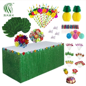 Kaifeng Party Χαβάη φούντες τραπεζιού με χαρτοσωλήνες, τεχνητά λουλούδια με φύλλα σε σχήμα καβουριού, μίνι ομπρέλες, καλαμάκια για τούρτα και φρούτα – στρατιωτικό πράσινο