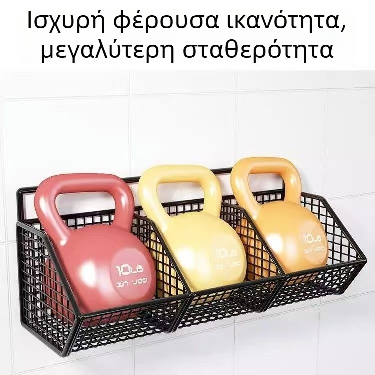 Ράφι τοίχου από σφυρήλατο σίδερο για αποθήκευση κρεμμυδιού, τζίντζερ και σκόρδου, χωρίς διάτρηση, οργανωτής κουζίνας