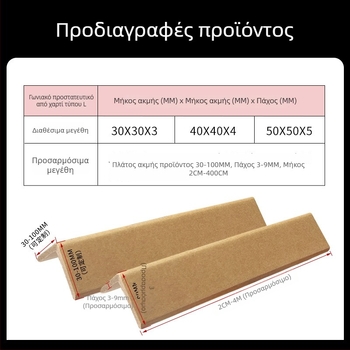 Προστατευτικό γωνίας από χαρτόνι τύπου L, 30×40×50, για κορνίζες και γυάλινα έπιπλα