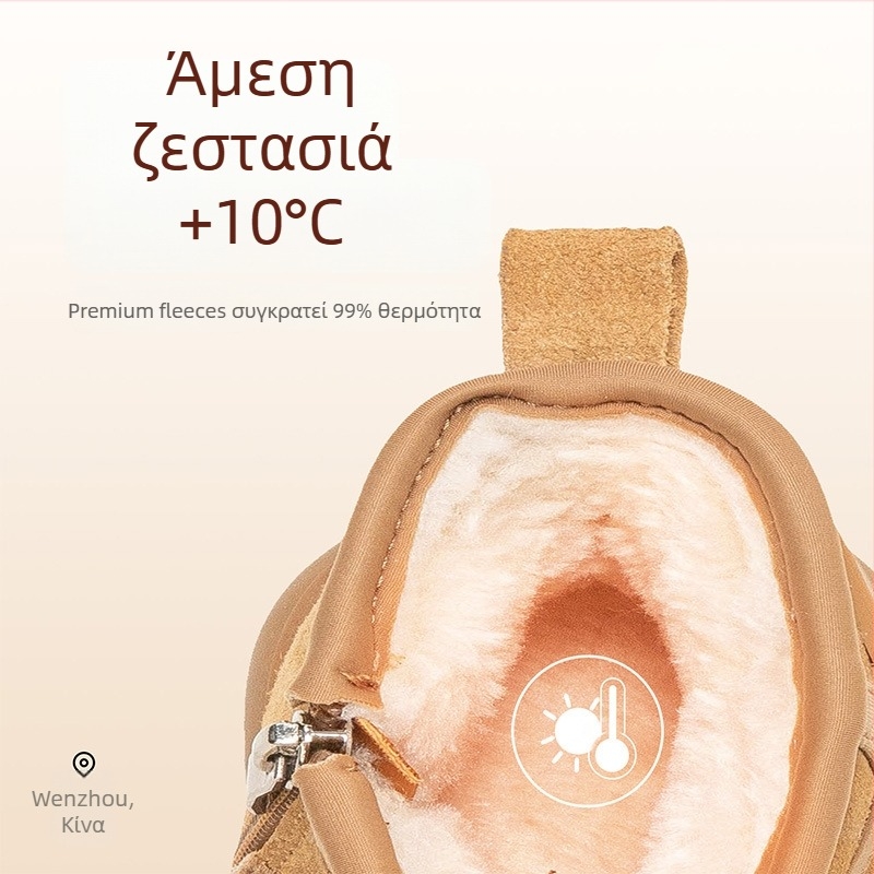 Παιδικές μπότες χιονιού με επένδυση από βαμβάκι, ζεστά χειμερινά παπούτσια για παιδιά, στυλ 2025