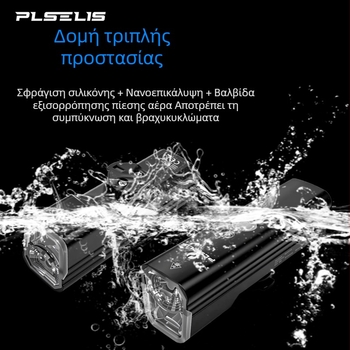 PLSELIS ελαφρύ μπροστινό φως ποδηλάτου με φόρτιση Type-C, αδιάβροχο