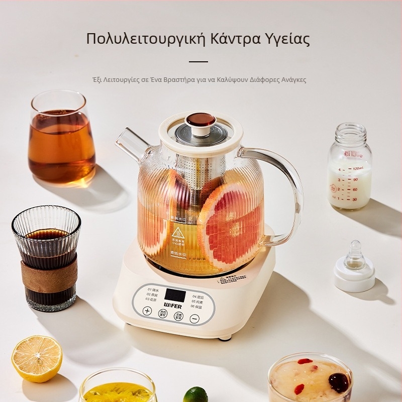 Γυάλινο ποτήρι υγείας για παρασκευή τσαγιού με ενσωματωμένο μηχανισμό παρασκευής, ψηφιακό έλεγχο θερμοκρασίας, 1 L, 500 W, πλήρως αυτόματος ηλεκτρικός βραστήρας τσαγιού