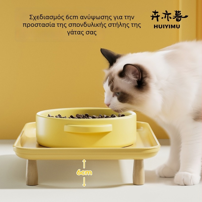 Κεραμικά μπολ φαγητού και νερού για γάτες με ανυψωμένο στήριγμα, αντιδιαρροϊκό