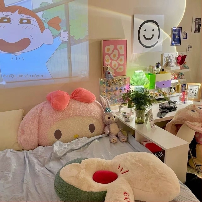 Ροζ απαλό μεγάλο μαξιλάρι My Melody για φοιτητικό δωμάτιο, μαξιλάρι γωνιάς παραθύρου με κοριτσίστικο σχέδιο καρδιάς