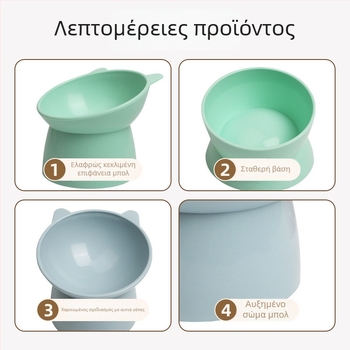 Υψωμένο μπολ φαγητού γάτας με κεκλιμένο άκρο, αντιανατροπή, πλαστικό μπολ με βάση για κατοικίδια