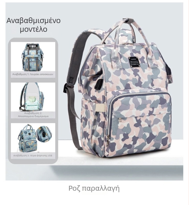 Μεγάλης χωρητικότητας πολυλειτουργικό σακίδιο μαμάς-μωρού για εξορμήσεις — στυλάτο και πρακτικό με διαχωρισμό στεγνό/υγρό και θήκη για γάλα σε σκόνη