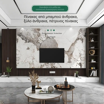 Πλάκα από ανθρακούχο βράχο και πλάκα ανθρακούσων κρυστάλλων για επένδυση τοίχου με καπλαμά από ξύλο, φόντο διακοσμητικό από ίνες άνθρακα μπαμπού, ολοκληρωμένος τοίχος πάνελ