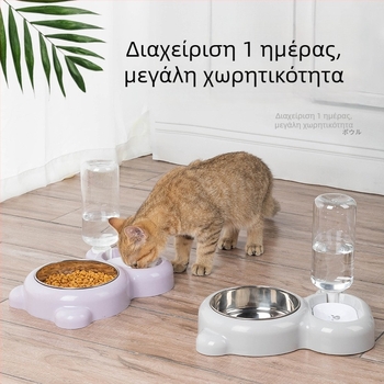 Διπλό μπολ για κατοικίδια με αυτόματη τροφοδοσία και πόσιμο νερό, σχέδιο κόκκινο panda