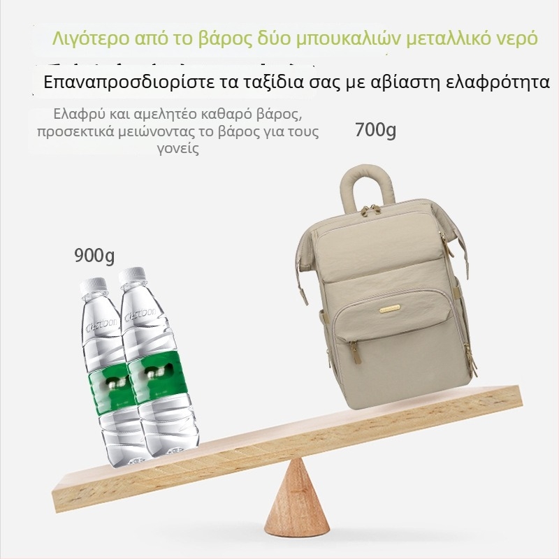 Jingqi Τσάντα μητέρας και μωρού, πολυλειτουργική με μεγάλο χώρο, αδιάβροχη, διαχωρισμός υγρών-ξηρών για εξόδους
