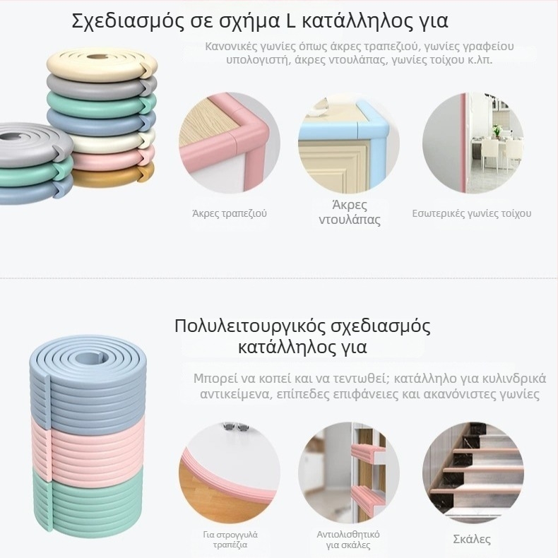 Προστατευτικά γωνιών τραπεζιών για παιδιά, μήκος 2 μ., επεκτειόμενα και παχύτερα, μαλακές λωρίδες προστασίας