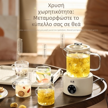 Κανάτα υγιεινής για γραφείο, γυάλινος βραστήρας τσαγιού με άνθη, αντιξηρανσή, διαχωρισμό τσαγιού και νερού και έλεγχο θερμοκρασίας