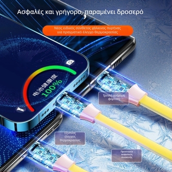 Καλώδιο δεδομένων τρία σε ένα με γρήγορη φόρτιση για συσκευές Huawei, Android, Apple και vivo, με συνδέσμους Lightning, Micro USB και USB-C