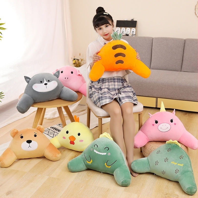 Plush μαξιλαράκι με σχέδιο χαριτωμένων ζώων για γραφείο και αυτοκίνητο, στήριξη μέσης, γεμισμένο με PP βαμβάκι