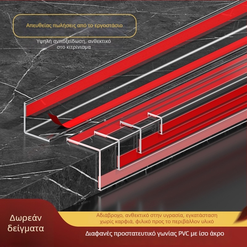 Διάφανη προστασία γωνίας τοίχου από PVC, αυτοκόλλητη L-μορφής προστατευτική ταινία για τις άκρες πλακιδίων