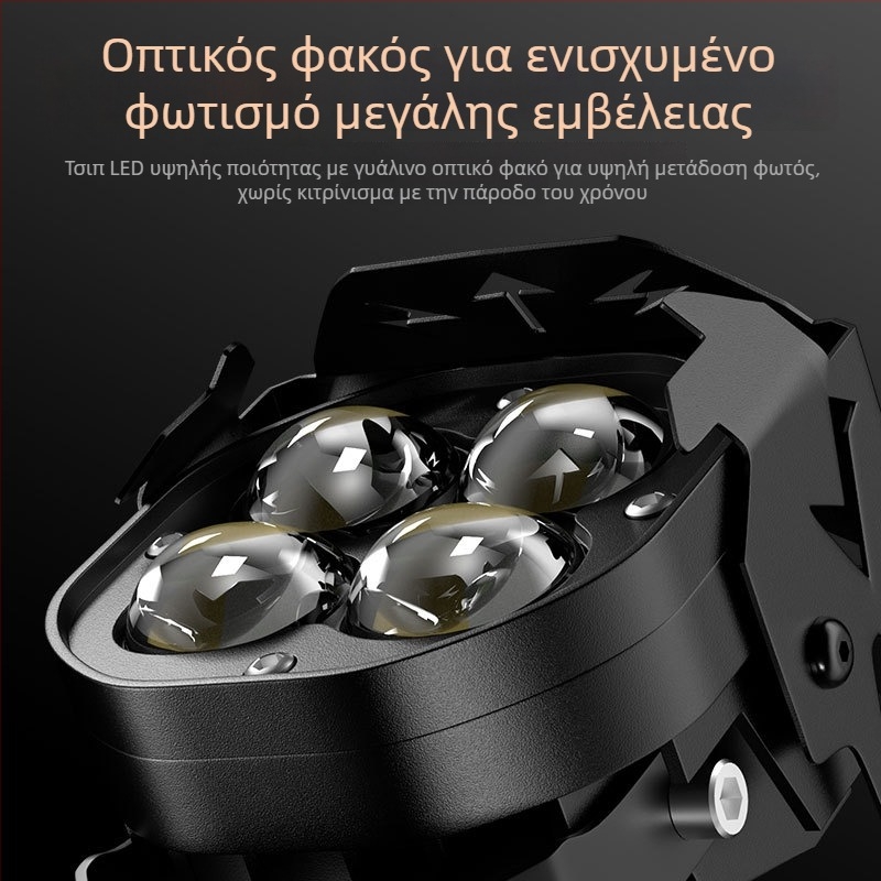 LED φανάρι μοτοσικλέτας με προβολέα φακού – υπερ-λαμπρό φως, μακρινή ακτίνα, αλουμινένιο περίβλημα, IP58, 12–85V