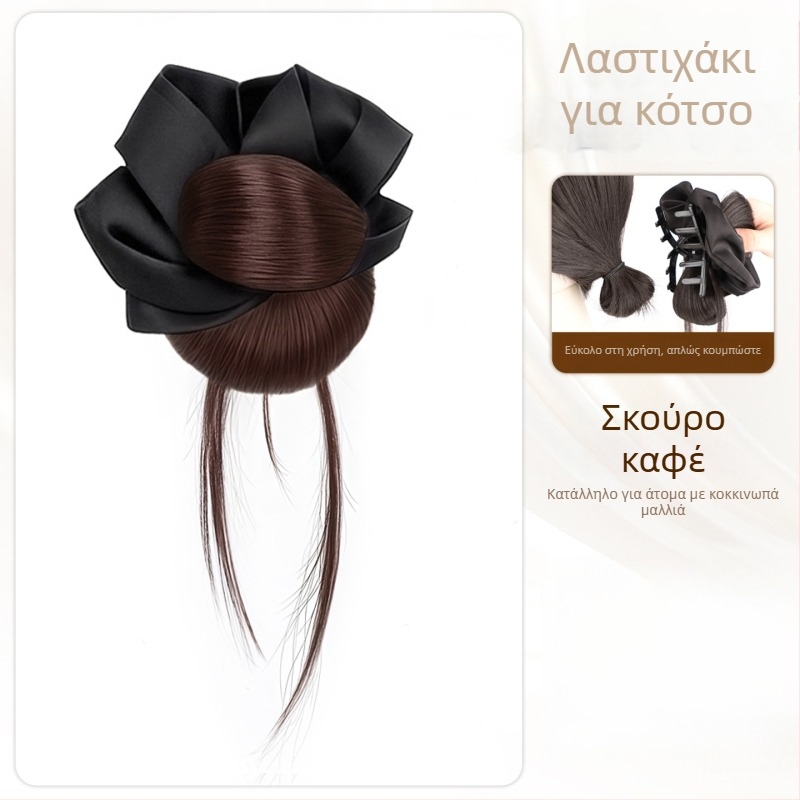 Τεχνητός κότσος με κλάμερ μαλλιών και λαστιχάκι — φυσικό αφράτο στυλ