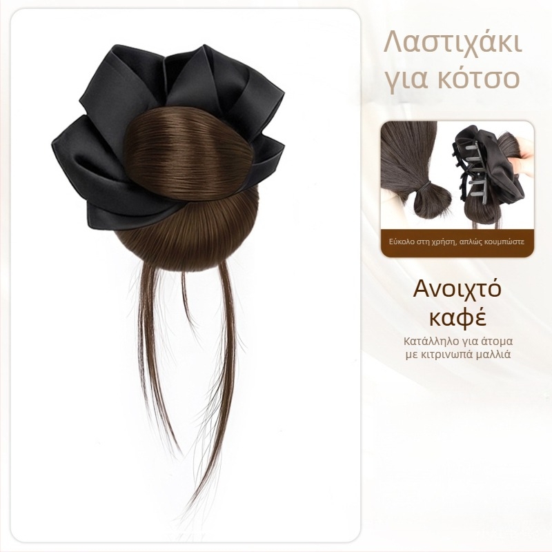 Τεχνητός κότσος με κλάμερ μαλλιών και λαστιχάκι — φυσικό αφράτο στυλ