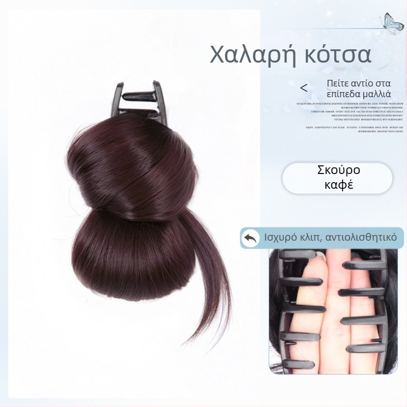 Τεχνητός κότσος με κλάμερ μαλλιών και λαστιχάκι — φυσικό αφράτο στυλ