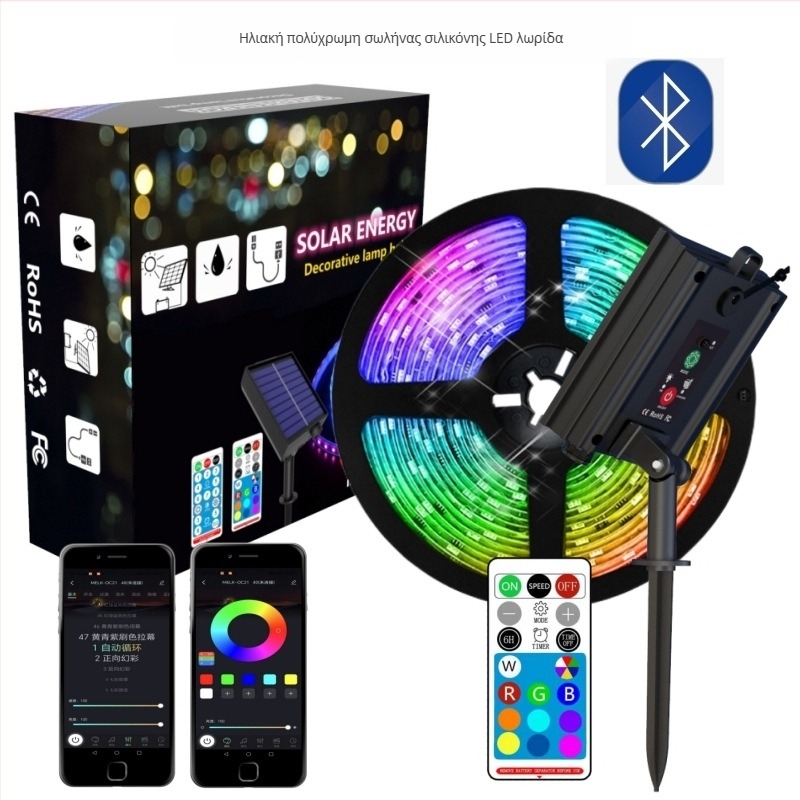 Ηλιακή LED λωρίδα φωτισμού με USB φόρτιση, εξωτερική διακόσμηση για κατασκήνωση και αυλή, αδιάβροχο IP65, τροφοδοσία από μπαταρία/USB/ηλιακή ενέργεια, για κρέμασμα σε δέντρο