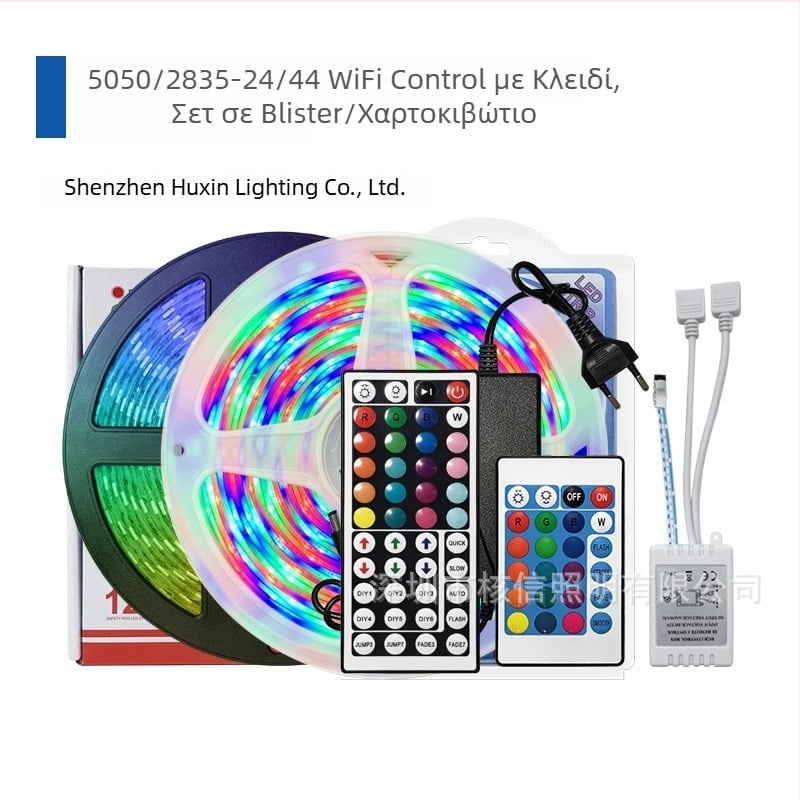5m RGB LED ταινία 5050, αδιάβροχο εποξειδικό επίχρισμα, 12V, Wi‑Fi τηλεκοντρόλ, αλλαγή χρωμάτων, διακοσμητική φωτεινή λωρίδα