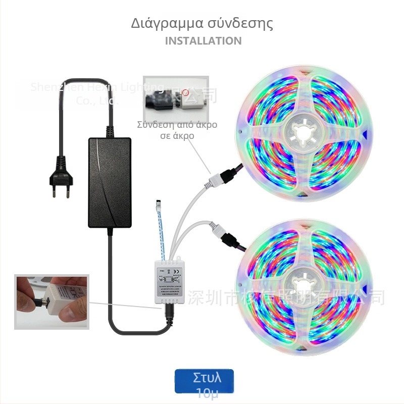 5m RGB LED ταινία 5050, αδιάβροχο εποξειδικό επίχρισμα, 12V, Wi‑Fi τηλεκοντρόλ, αλλαγή χρωμάτων, διακοσμητική φωτεινή λωρίδα