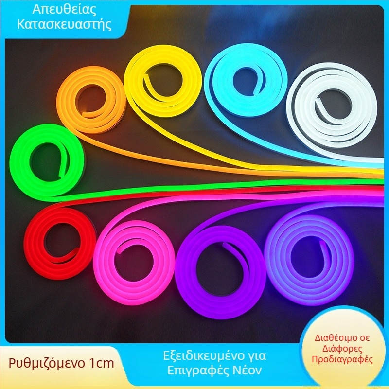 Εξωτερική λωρίδα LED σε σιλικόνη, νέον φωτισμού, 12V, εύκαμπτη, 1 μ., υψηλή φωτεινότητα, εφέ ρευστής φωτεινότητας, αδιάβροχη