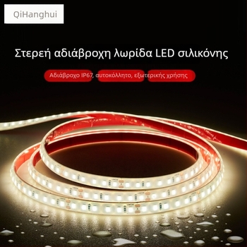Εξωτερική 24V αδιάβροχη λωρίδα LED, σιλικόνης, IP67 αυτοκόλλητη, 120×2835 LEDs, δέσμη 180°, χαμηλή τάση, υψηλής φωτεινότητας βιομηχανικού τύπου