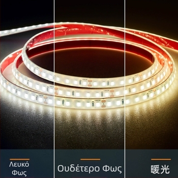 Εξωτερική 24V αδιάβροχη λωρίδα LED, σιλικόνης, IP67 αυτοκόλλητη, 120×2835 LEDs, δέσμη 180°, χαμηλή τάση, υψηλής φωτεινότητας βιομηχανικού τύπου