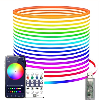 Έξυπνη ευέλικτη λωρίδα LED σιλικόνης RGB, 5V χαμηλής τάσης, απαλό νέον φως, αδιάβροχη