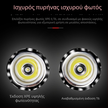 LED φακός αυτοάμυνας, επαναφορτιζόμενος, μοντέλο T6, ανθεκτικός σε εκρήξεις και αδιάβροχος, εμβέλεια έως 300 m, μεγάλος φακός ασφαλείας για έκτακτες ανάγκες