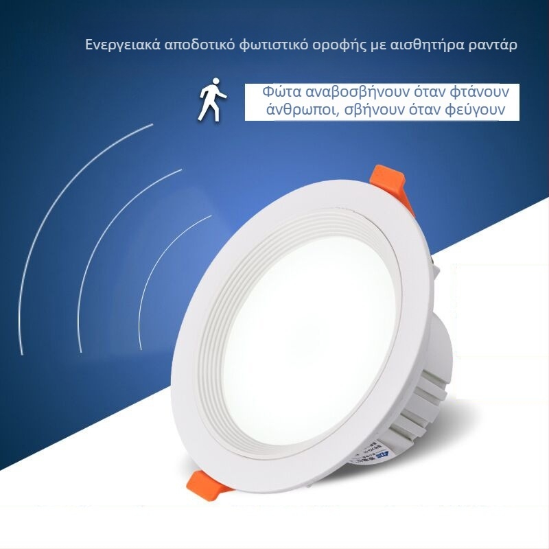 LED downlight με αισθητήρα σώματος μέσω ραντάρ και έλεγχο ήχου-φωτός για διαδρόμους και δημόσιους χώρους