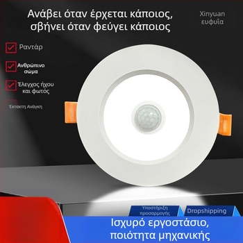 Ενσωματωμένο LED downlight με αισθητήρα κίνησης, φωτισμό έκτακτης ανάγκης για είσοδο και διάδρομο, έξυπνος ραντάρ αισθητήρας φωτισμού
