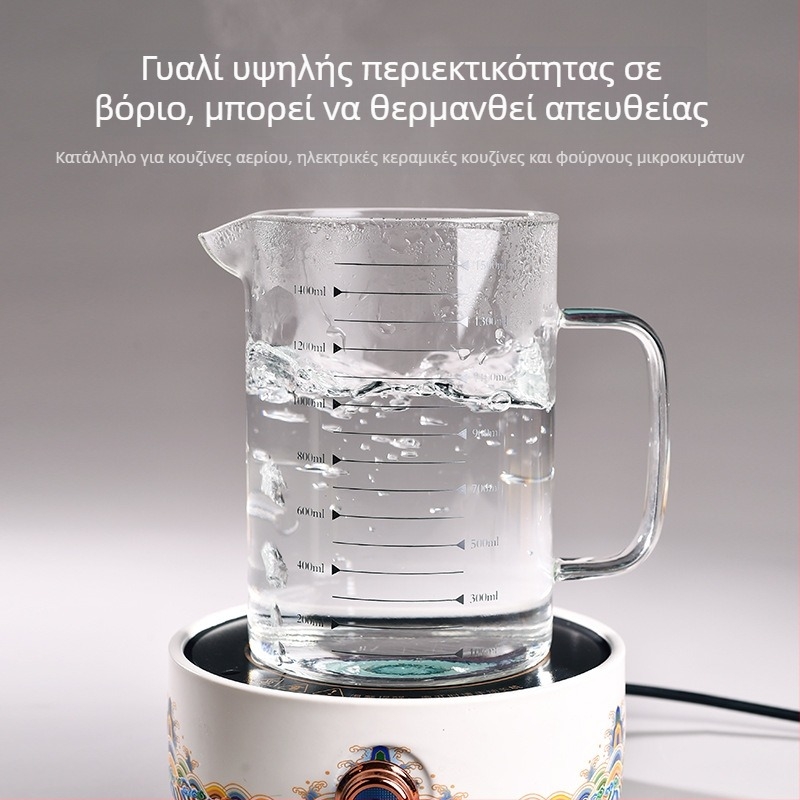 Μετρητής από γυάλινο υψηλής αντοχής μποροσίλατ, με παχύτερο χερούλι, διαφανείς βαθμονομήσεις, κατάλληλο για φούρνο μικροκυμάτων, μεγάλης χωρητικότητας ποτήρι γάλακτος
