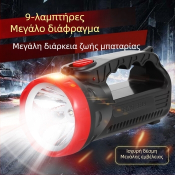 3319LED Επαναφορτιζόμενος Φακός Χειρός για Υπαίθριες Δραστηριότητες — Ισχυρή Δέσμη Φωτός, Φως Αναζήτησης, Έκτακτο Φως, Πλαστικό Κέλυφος