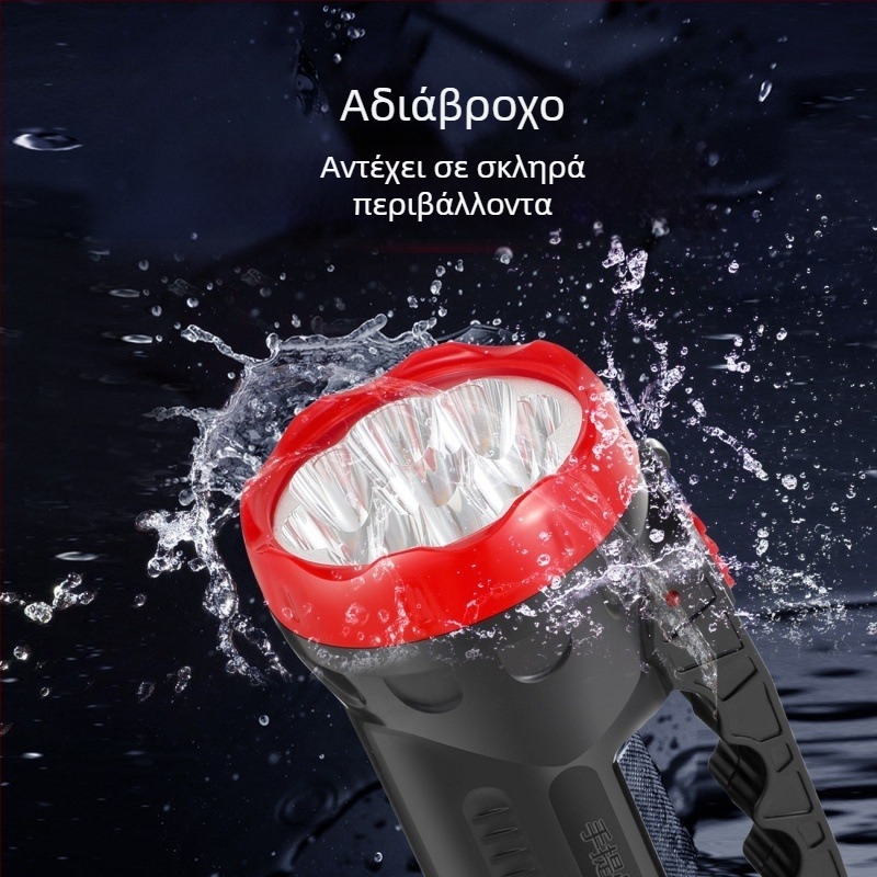 3319LED Επαναφορτιζόμενος Φακός Χειρός για Υπαίθριες Δραστηριότητες — Ισχυρή Δέσμη Φωτός, Φως Αναζήτησης, Έκτακτο Φως, Πλαστικό Κέλυφος
