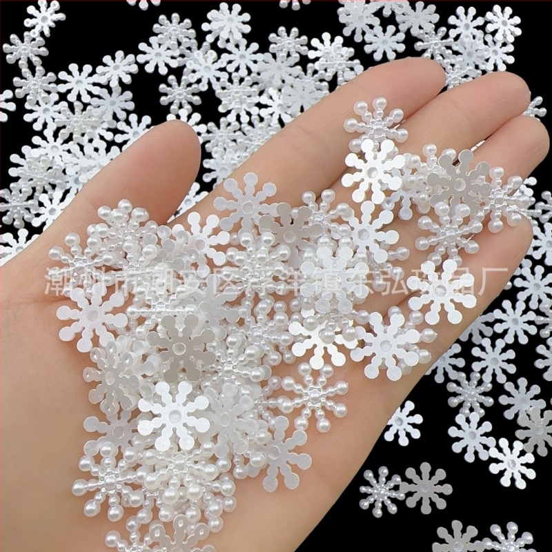 ABS νιφάδα patch για DIY – Off-white μαργαριταρένιο φινίρισμα, 14 mm, μονοπλευρο διακοσμητικό εξάρτημα για θήκη κινητού