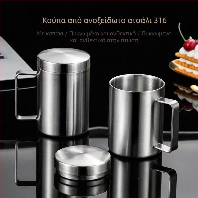 Κούπα από ανοξείδωτο χάλυβα 316 με καπάκι, διπλό τοίχωμα, παιδική κούπα για τσάι, γάλα ή καφέ