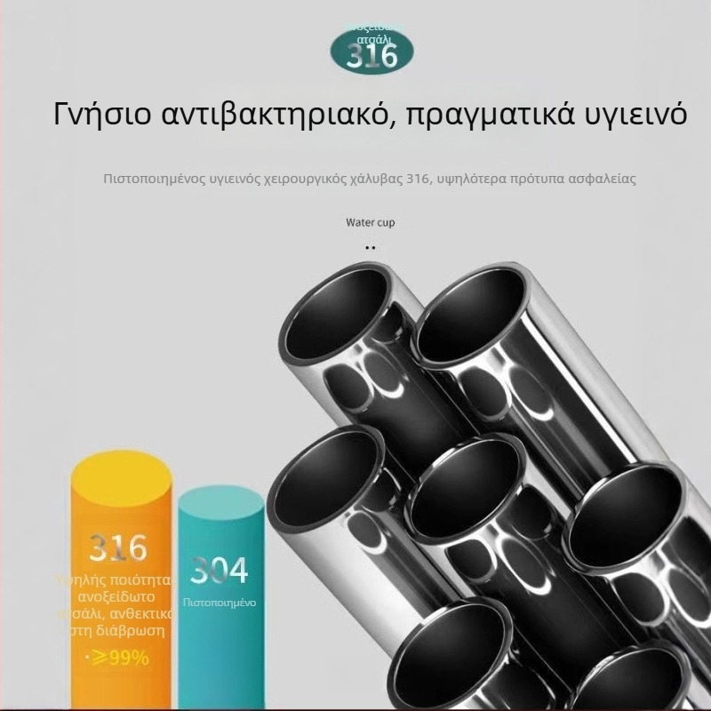Κούπα από ανοξείδωτο χάλυβα 316 με καπάκι, διπλό τοίχωμα, παιδική κούπα για τσάι, γάλα ή καφέ