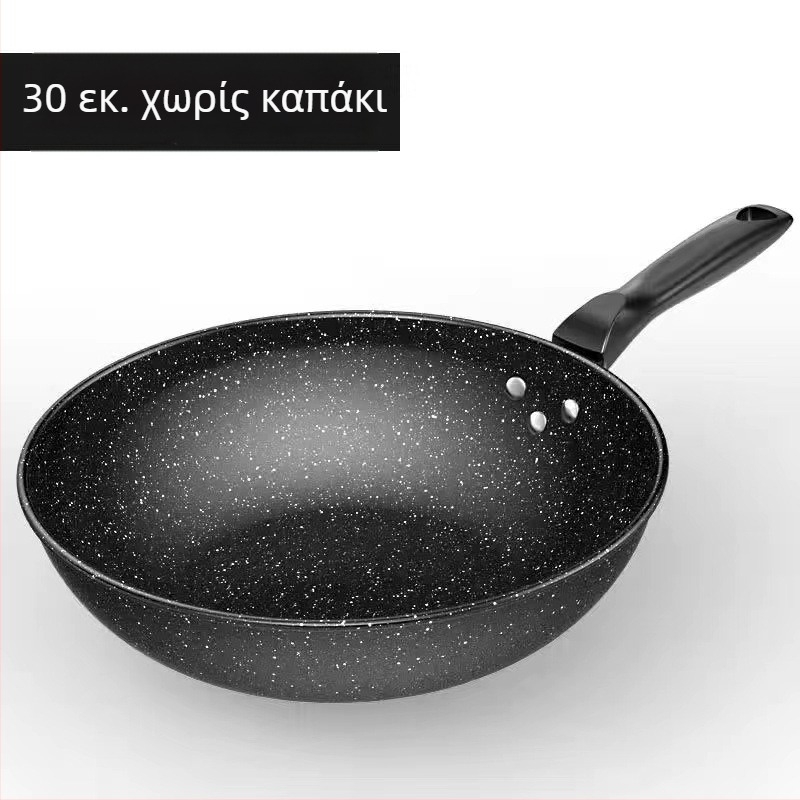 Wok με Maifan πέτρα, αντικολλητικό, διάμετρος 32 cm, συμβατό με εστίες επαγωγής, για οικιακή κουζίνα, χωρίς καπνό