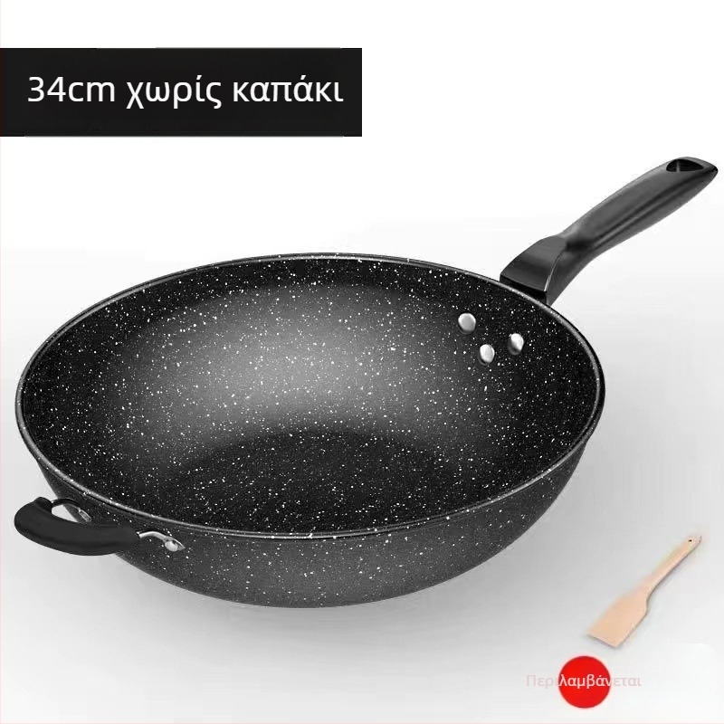 Wok με Maifan πέτρα, αντικολλητικό, διάμετρος 32 cm, συμβατό με εστίες επαγωγής, για οικιακή κουζίνα, χωρίς καπνό