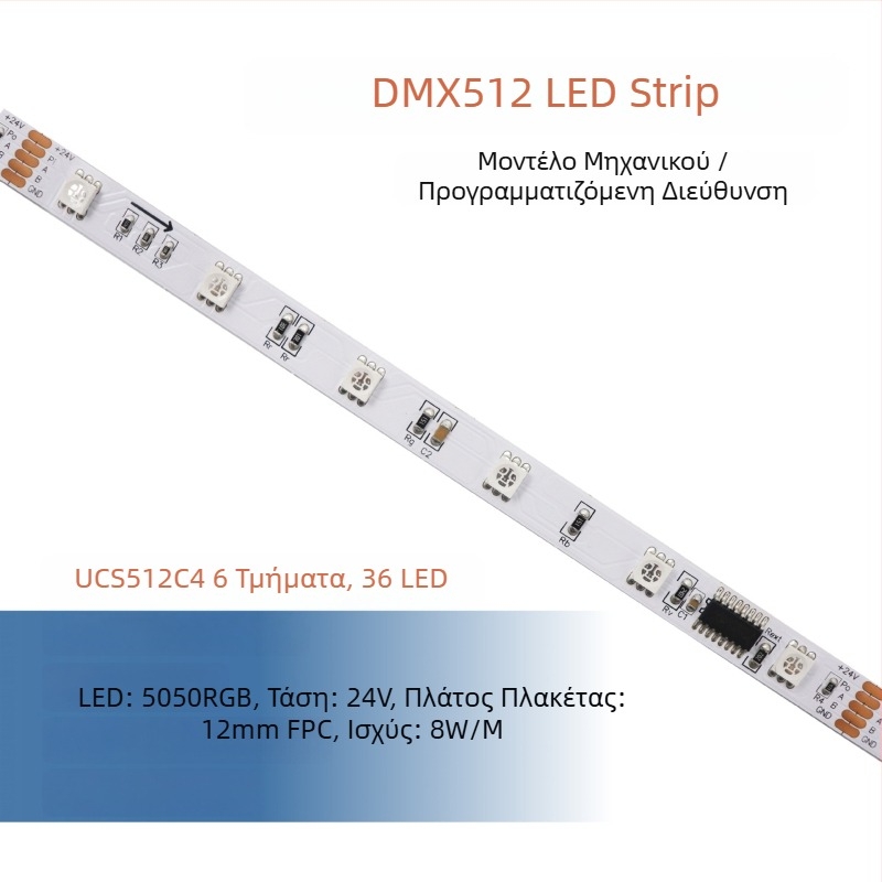 DMX512 LED λωρίδα, χαμηλής τάσης, πλήρους χρωματισμού 5050 RGB LED, προγραμματιζόμενη εξωτερική ευέλικτη λωρίδα φωτισμού