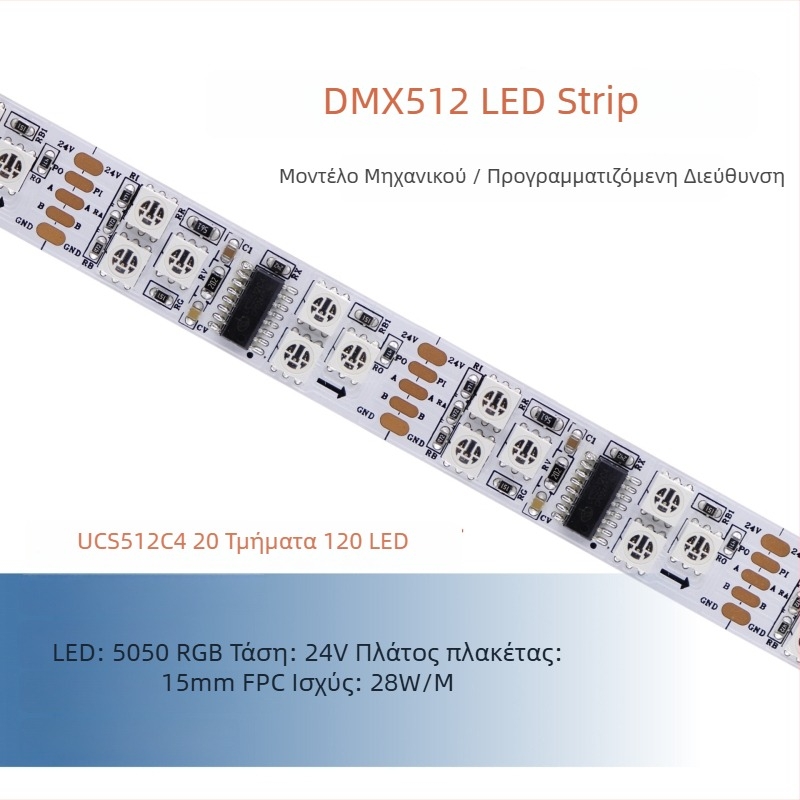 DMX512 LED λωρίδα, χαμηλής τάσης, πλήρους χρωματισμού 5050 RGB LED, προγραμματιζόμενη εξωτερική ευέλικτη λωρίδα φωτισμού