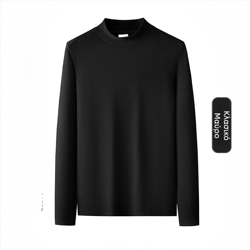 Ανδρικό μακρυμάνικο T‑shirt με στάσιμο γιακά, βασικό στρώμα από modal για τον χειμώνα, υψηλής ποιότητας