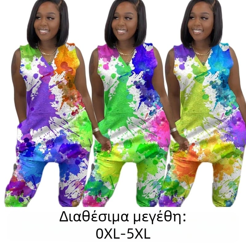 XT8310 ολόσωμη φόρμα με tie-dye, plus size