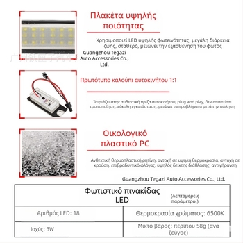 LED φως πινακίδας για Tesla Model S, 12V, 3W, 6500K, 2835 LED, περίβλημα πολυκαρβονάτης