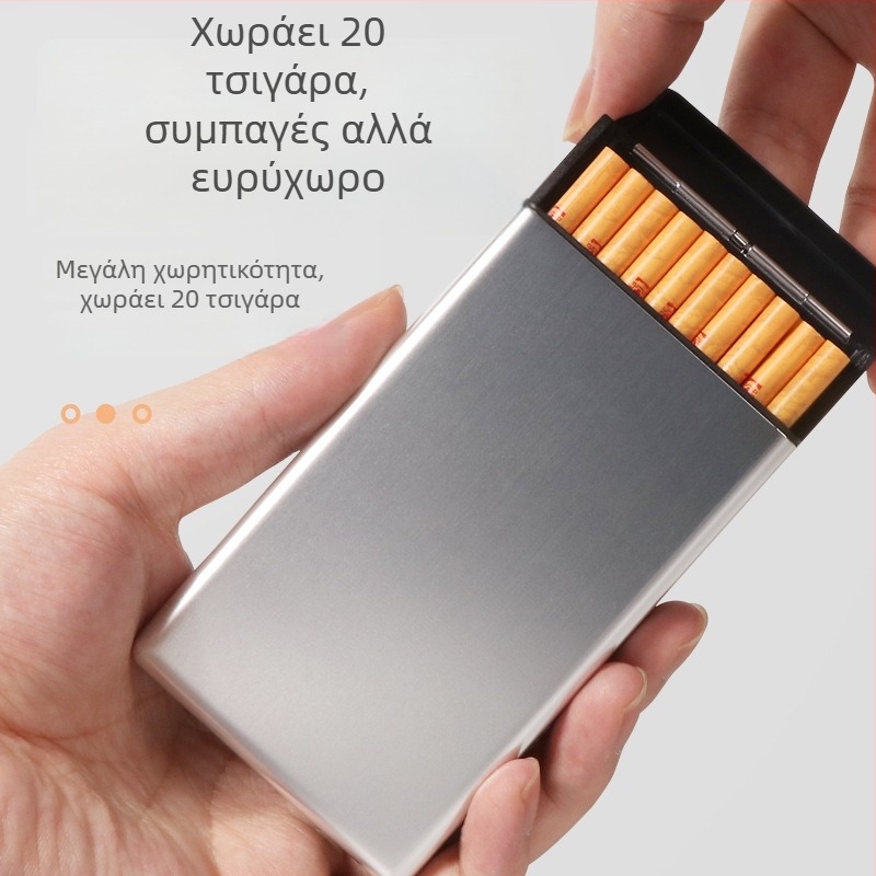 Υπερλεπτή μεταλλική θήκη τσιγάρων για άνδρες, φορητή με συρόμενο καπάκι, χωρά 20 τσιγάρα