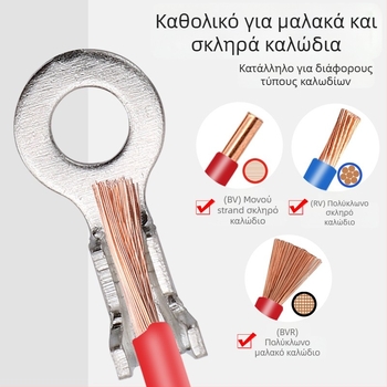 Κυκλικός γειωτικός ακροδέκτης με κρίμπ τερματικό και ελατήριο, συνδετήρας καλωδίων σε σχήμα Ο