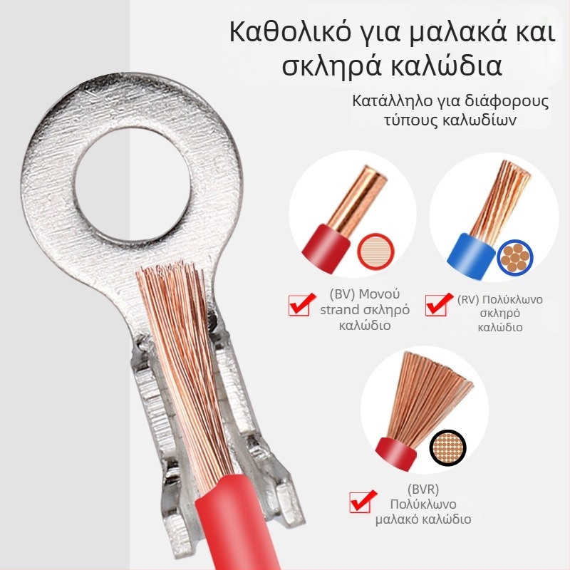 Κυκλικός γειωτικός ακροδέκτης με κρίμπ τερματικό και ελατήριο, συνδετήρας καλωδίων σε σχήμα Ο